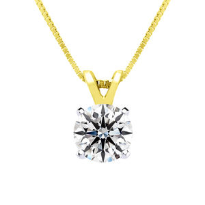 0.90 Carat Lab Grown Diamond Soltiaire Necklace In 14K Yellow Gold, 18 Inches